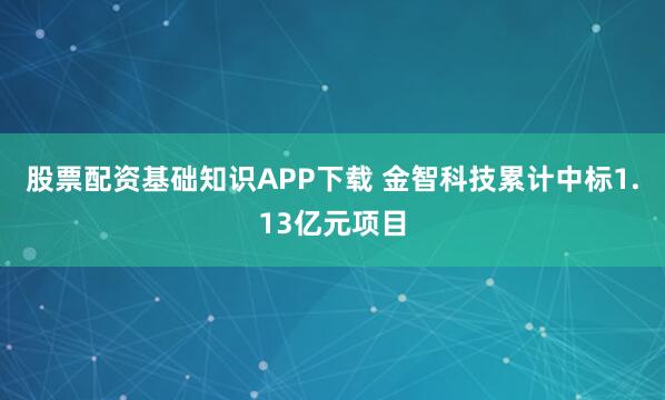 股票配资基础知识APP下载 金智科技累计中标1.13亿元项目