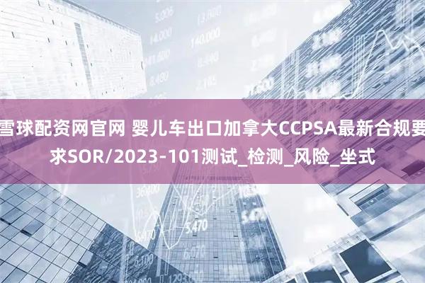 雪球配资网官网 婴儿车出口加拿大CCPSA最新合规要求SOR/2023-101测试_检测_风险_坐式