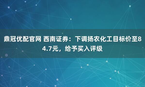 鼎冠优配官网 西南证券：下调扬农化工目标价至84.7元，给予买入评级