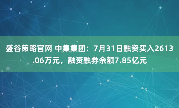 盛谷策略官网 中集集团：7月31日融资买入2613.06万元，融资融券余额7.85亿元